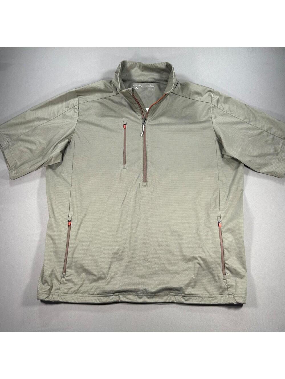 Antigua Gray Short Sleeve 1/4 Zip Windbreaker - Desert Dry Xtra Lite Men's XL